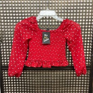 Red with white dots girls blouse